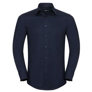 Russell Collection Mens Oxford Easy-Care Tailored Long-Sleeved Shirt / Bright Na